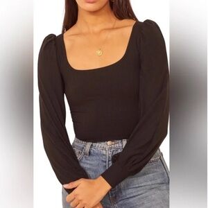 Reformation Vita Black Long Sleeve Top Black Small